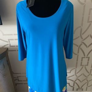 Creation Women’s Asymmetric Tunic Ocean Blue Size Large NWT